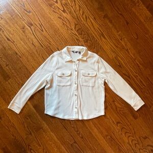 Lands’ End Ivory Waffle Relaxed Shirt Jacket Shacket - Size Large 14/16